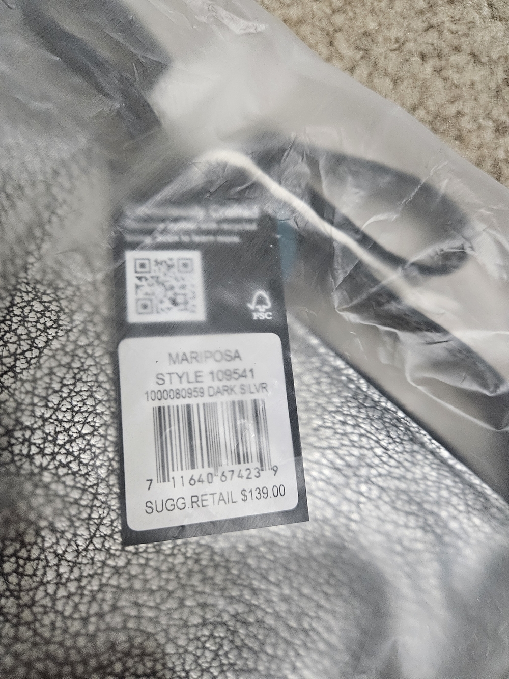 The Sak Mariposa Mini Shoulder Bag Dark Silver Metallic Leather NWT - Picture 7 of 7